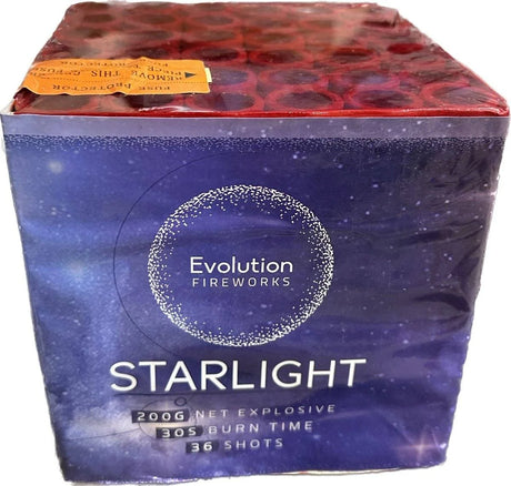 Starlight 36-shot low-noise F2 cake firework by Evo Fireworks