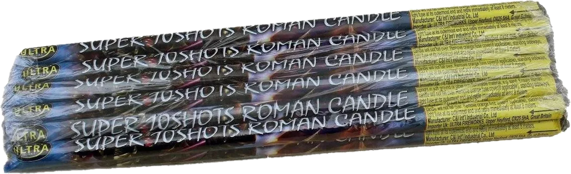 Super 10 Shot Roman Candles 12-pack F2 candles by Ultra Fireworks