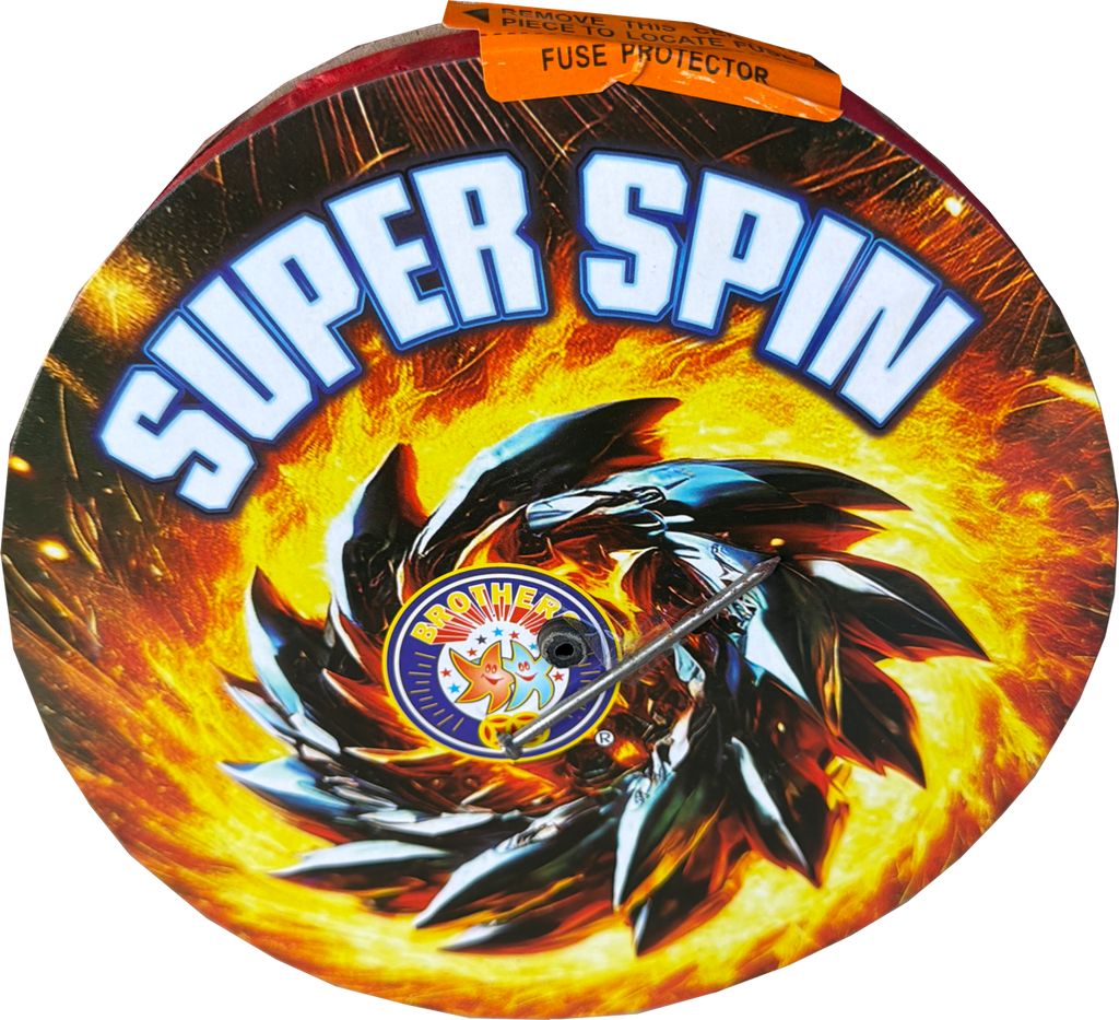 Super Spin Catherine Wheel by Brothers Pyrotechnics in packaging.