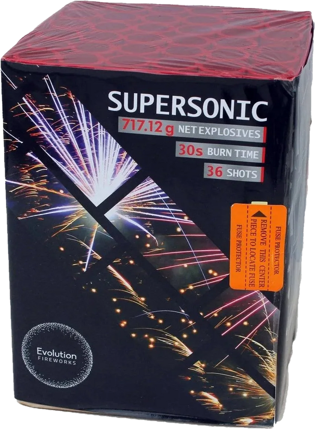 Supersonic 36-shot F3 cake firework by Evo Fireworks