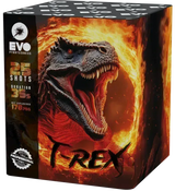 T Rex 25 shot garden firework cake by Evo Fireworks.