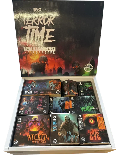 Terror Time 9-cake F3 pack firework by Evo Fireworks