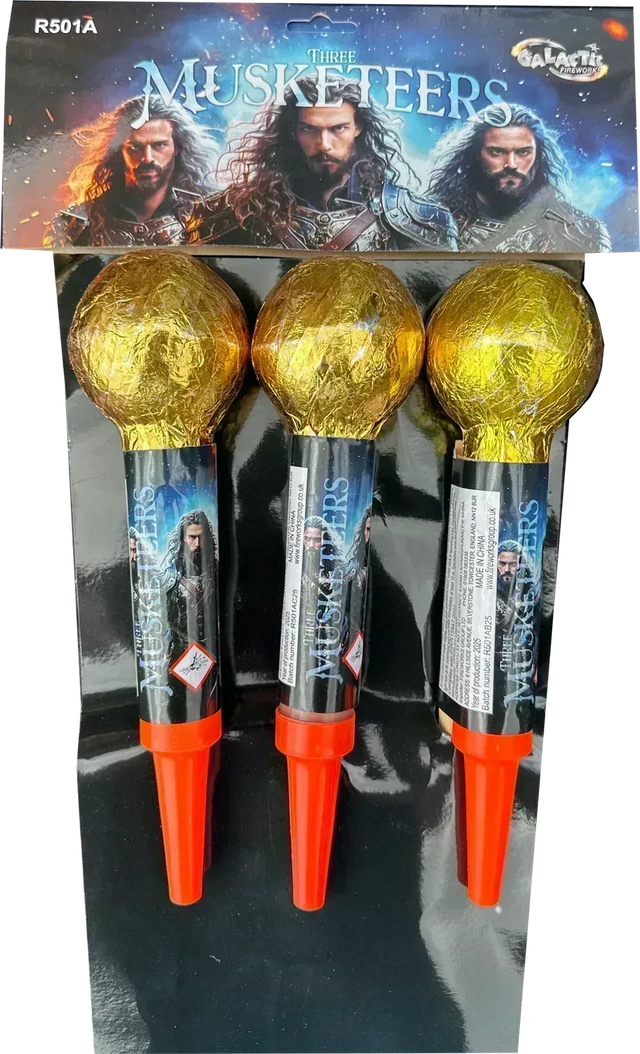 Ball Rockets Fireworks The Three Musketeers | 3 Ball-Head Rockets, 160g – Galactic Fireworks