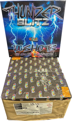 Thunder Blitz 100 shot heavyweight compound firework by Galactic Fireworks.
