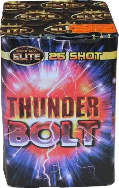 Thunder Bolt 25 shot 1.3G cake by Bright Star Fireworks.
