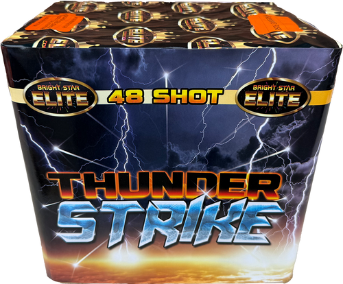 Thunder Strike 48 shot 1.3G barrage by Bright Star Fireworks.