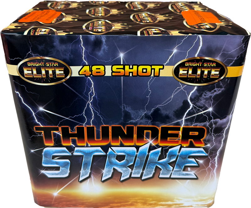 Thunder Strike 48 shot 1.3G barrage by Bright Star Fireworks.