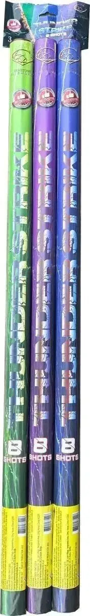 Pack of 3 Thunder Strike Roman Candles by Gemstone Fireworks.