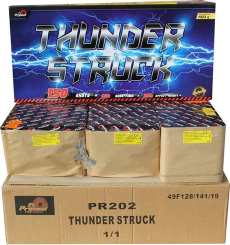 Thunder Struck 150-shot fanned F3 compound firework by Primed Pyrotechnics