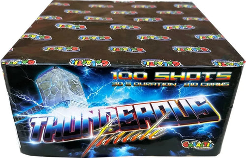 Thunderous Finale 100 shot 1.3G noise cake by Galactic Fireworks.