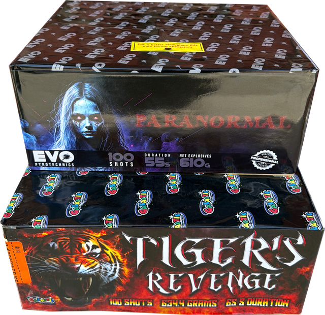 Tigers Revenge & Paranormal firework bundle by Galactic Fireworks and Evo Fireworks