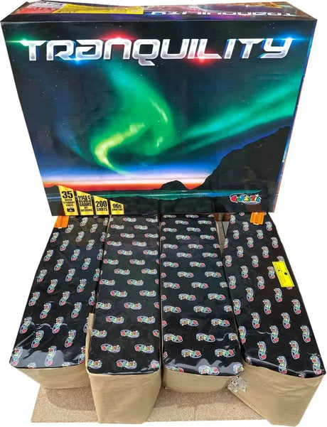 Tranquility 200-shot fanned low-noise F3 compound firework by Galactic Fireworks