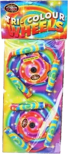Tri Colour Wheels twin pack F2 Catherine wheels by Bright Star