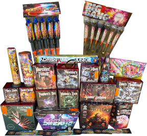 Troublemaker Pack 30-piece complete display firework pack by Galactic Fireworks