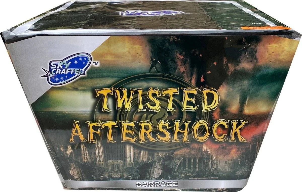 Twisted Aftershock 72-shot fanned F3 cake firework by Sky Crafter