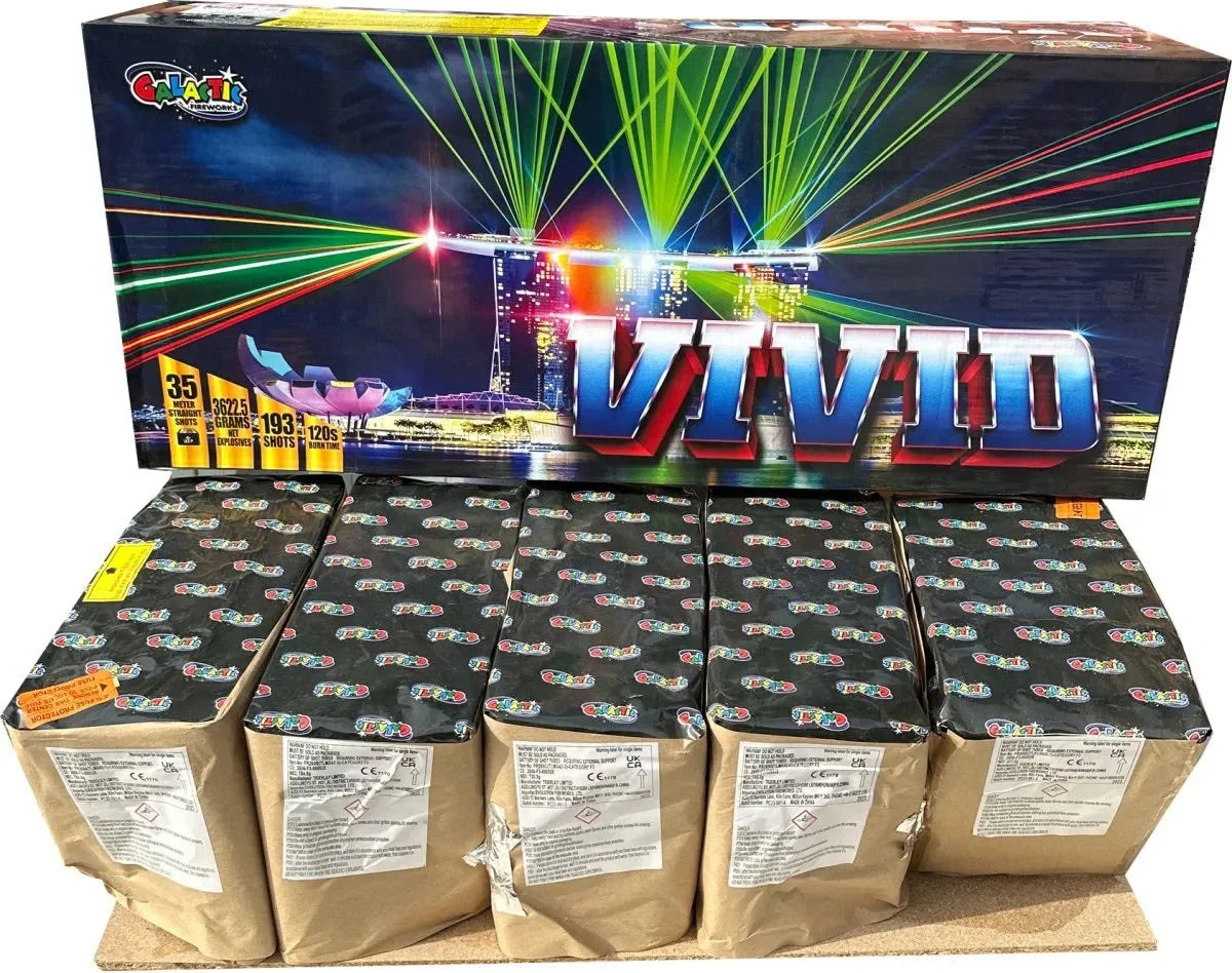Vivid 193-shot fanned F3 compound firework by Galactic Fireworks