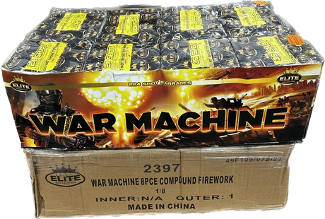 War Machine 224-shot fanned F3 compound firework by Bright Star