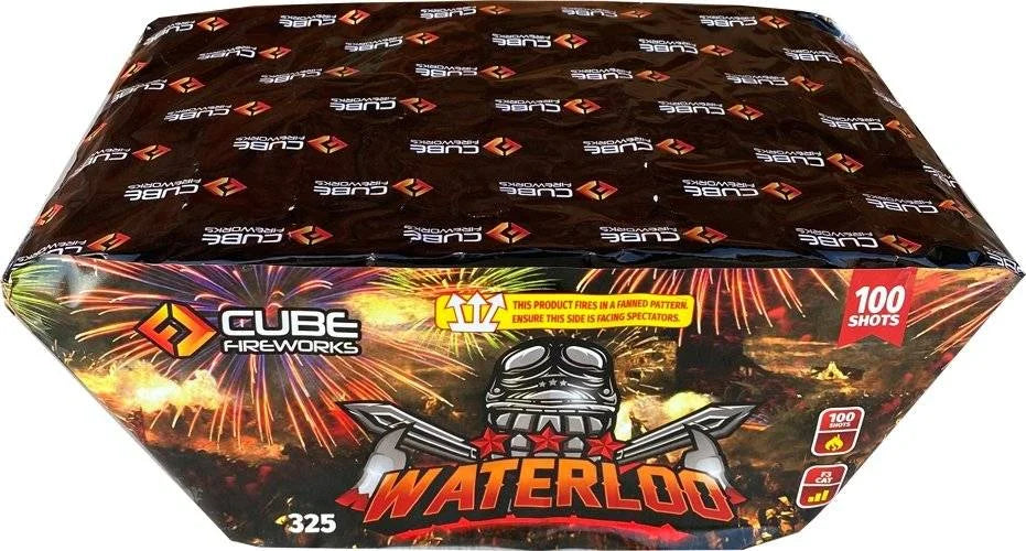 Waterloo 100-shot fanned cake firework by Cube Fireworks