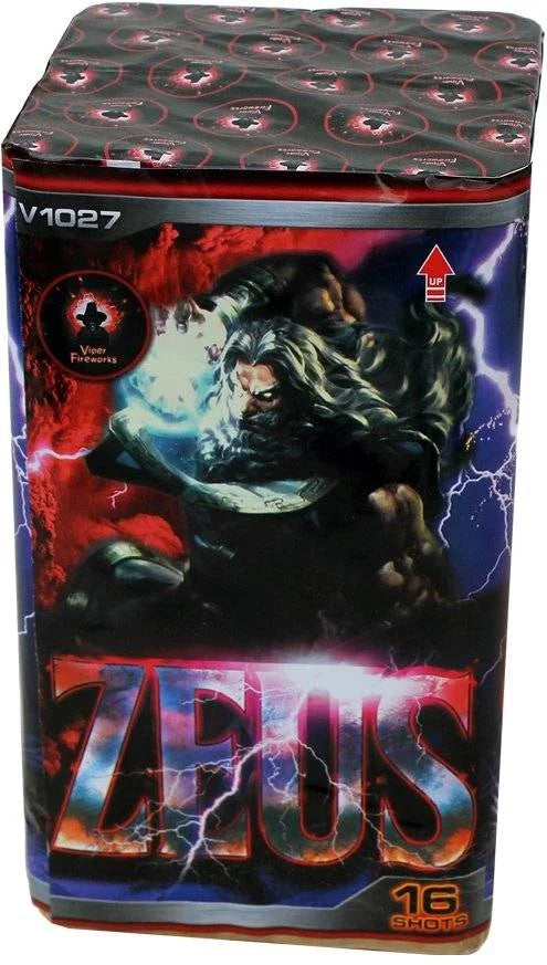 Zeus 16-shot F2 cake firework by Viper Fireworks