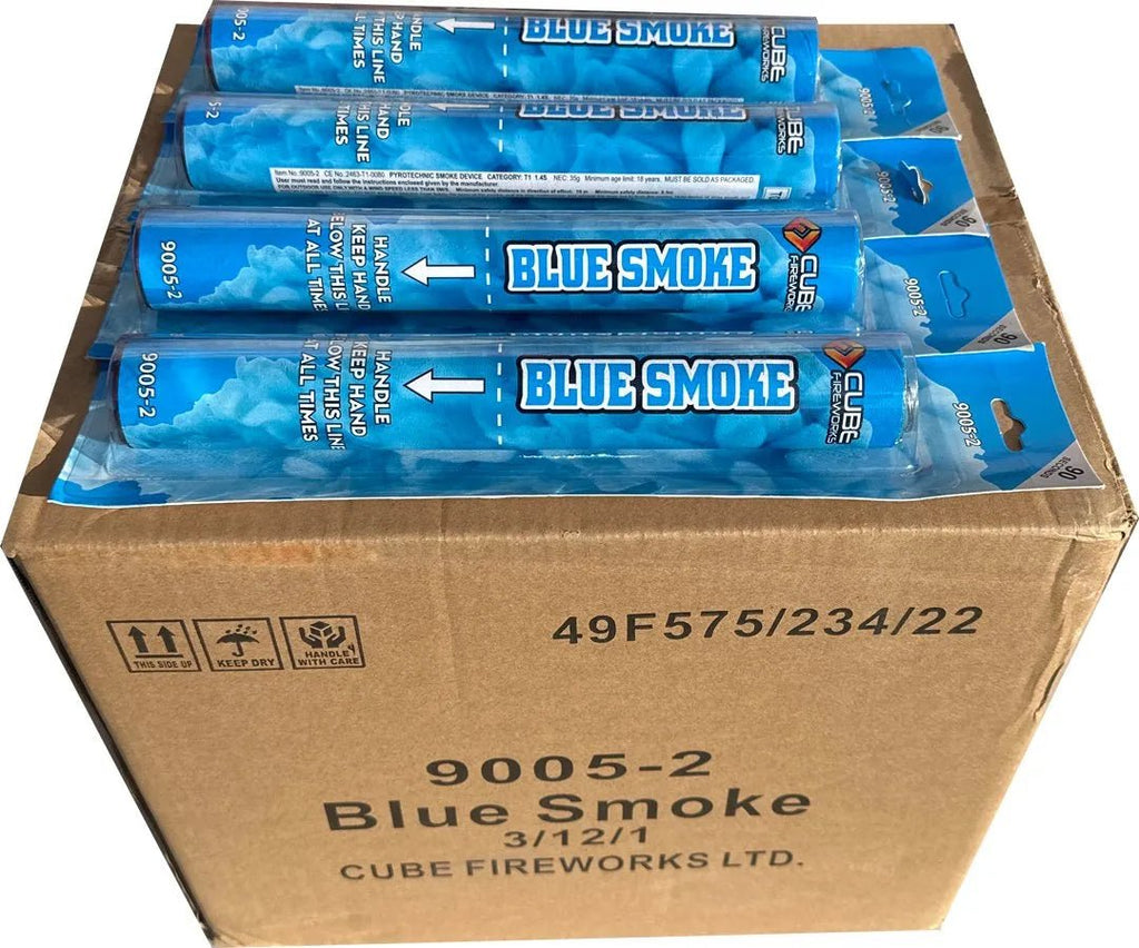 36x Blue Handheld Smoke Grenade by Cube Fireworks