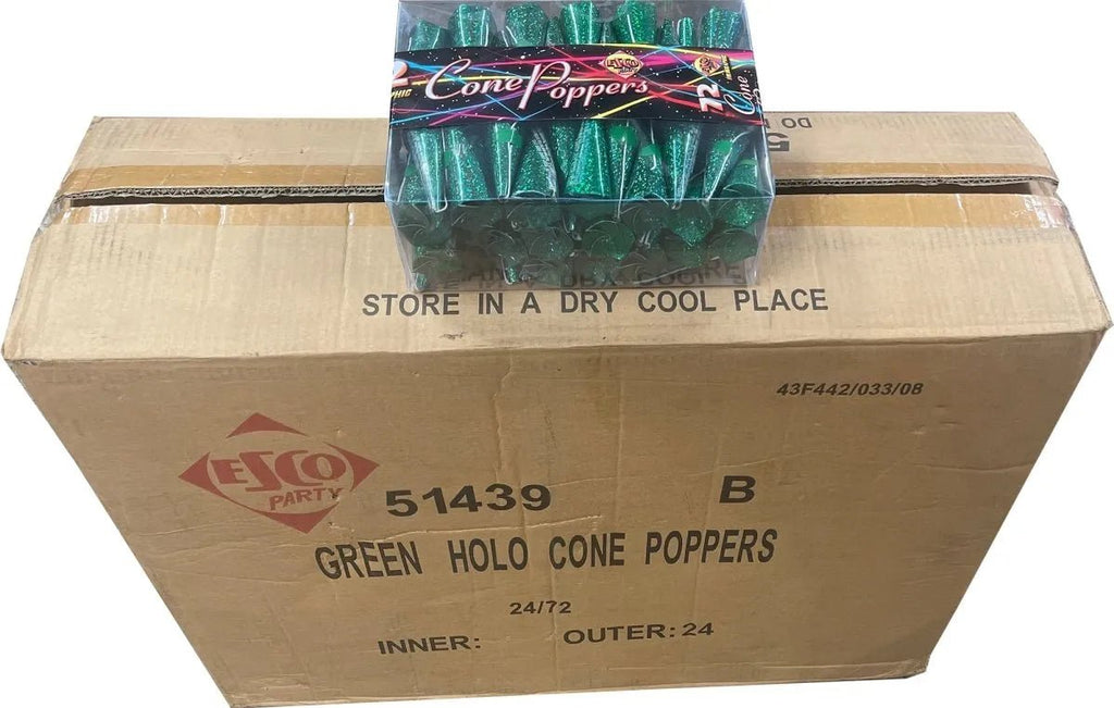 Case of 24 packs x 72 Green Cone Poppers by Bright Star