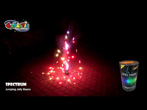 Spectrum Fountain firework in action at night, emitting colorful sparks and gentle effects, perfect for family-friendly celebrations.