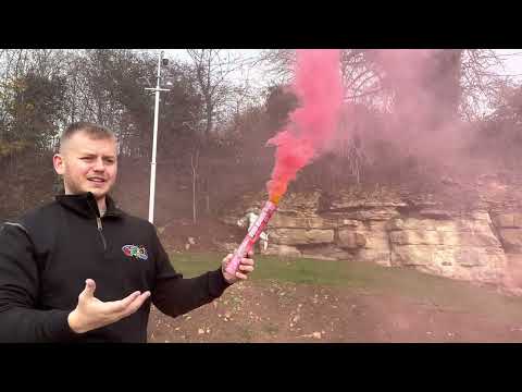 Performance video of Pink smoke grenade releasing thick pink smoke for 90 seconds.
