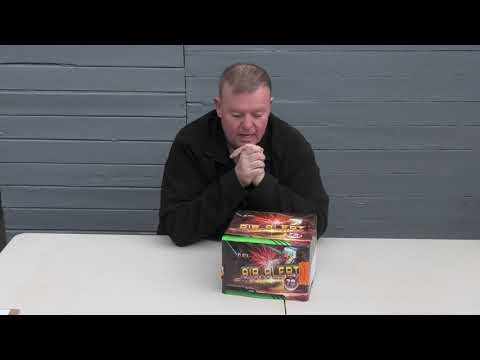 Man presenting the Air Alert Cake by Black Panther, a 70-shot firework cake ideal for parties and celebration events.
