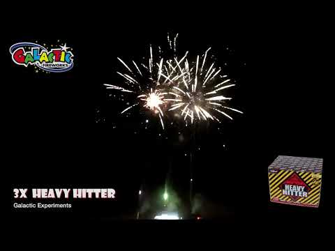 Triple Heavy Hitter Cake firework display by Primed Pyrotechnics lighting up the night sky with golden brocades and titanium salutes from Galactic Fireworks.
