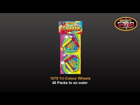 Tri Colour Wheels firework, firing demo