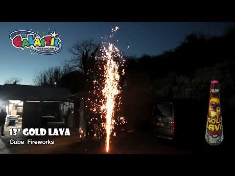 13 inch Gold Lava Fountain firework — night firing demo