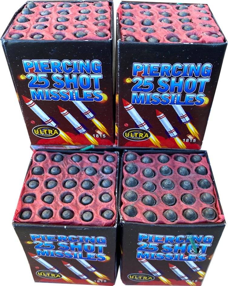 Quad Pack 25 Shot Missiles -Ultra Fireworks