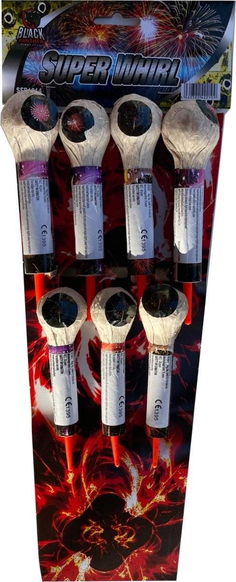 a set of seven aerial firework rockets