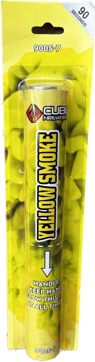 Yellow Handheld Smoke Grenade by Cube Fireworks